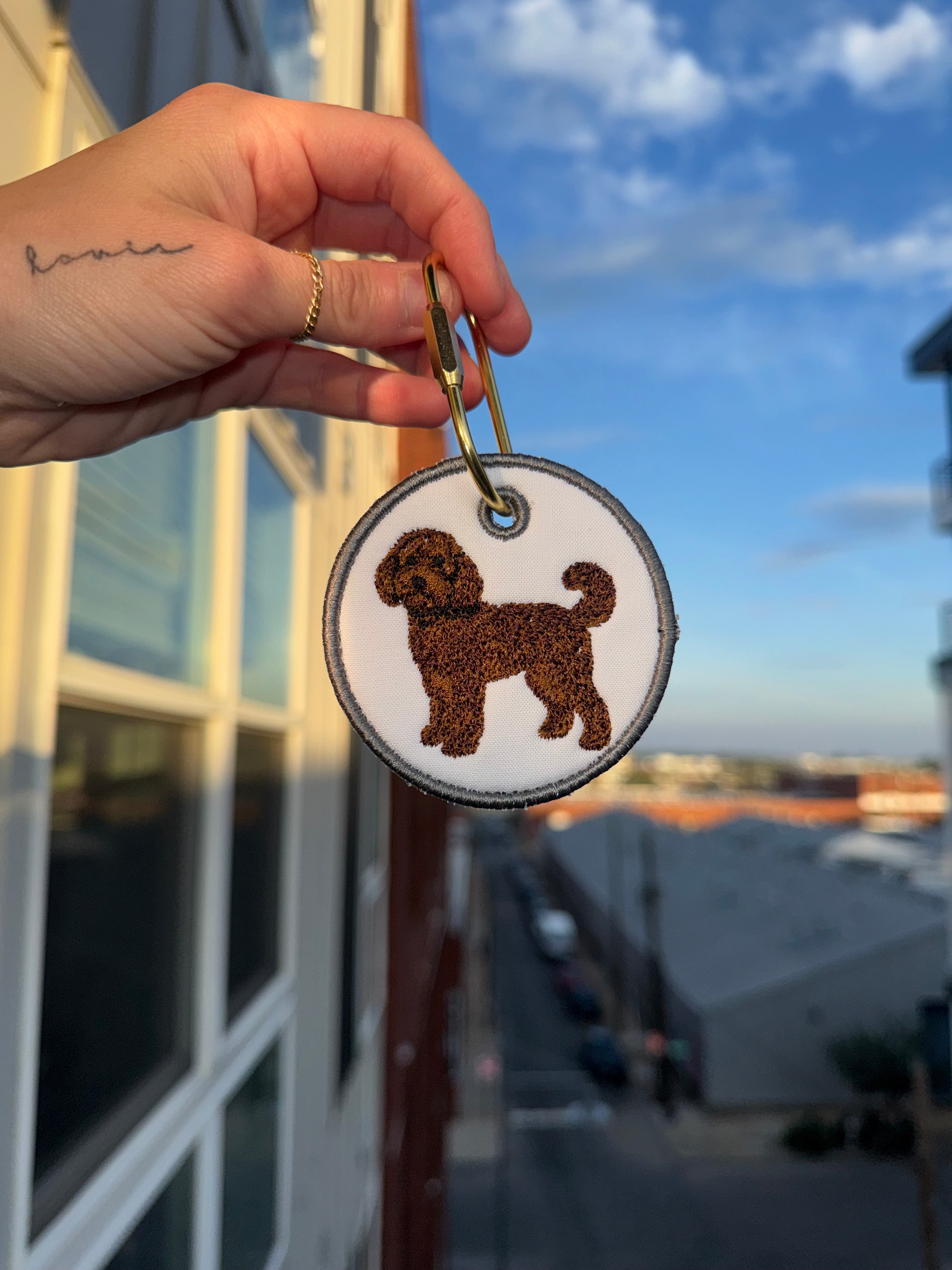 Chocolate doodle bag tag